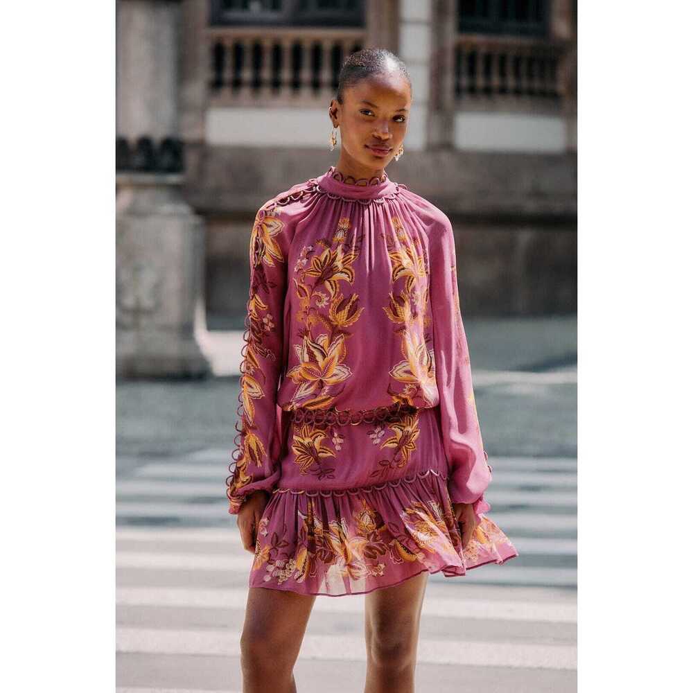 Pink Delicate Chintz Ruffled Mini Dress